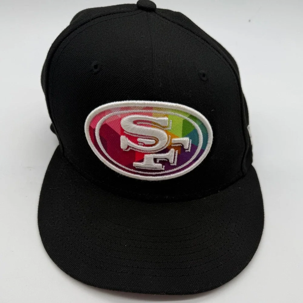 NFL San‎ Francisco 49ers New Era 59FIFTY Crucial Catch Cancer  Fitted Hat 7 1/2